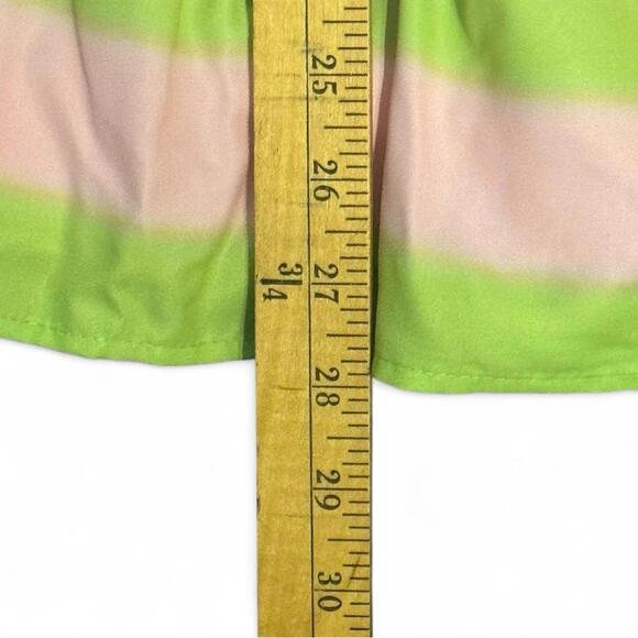 Tiered Halter Mini Dress Green Pink Striped Cutout Size M Main Strip Resort - Picture 8 of 9